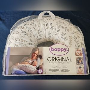 Boppy Original Support and Nursing Pillow: Gray Taupe Leaves